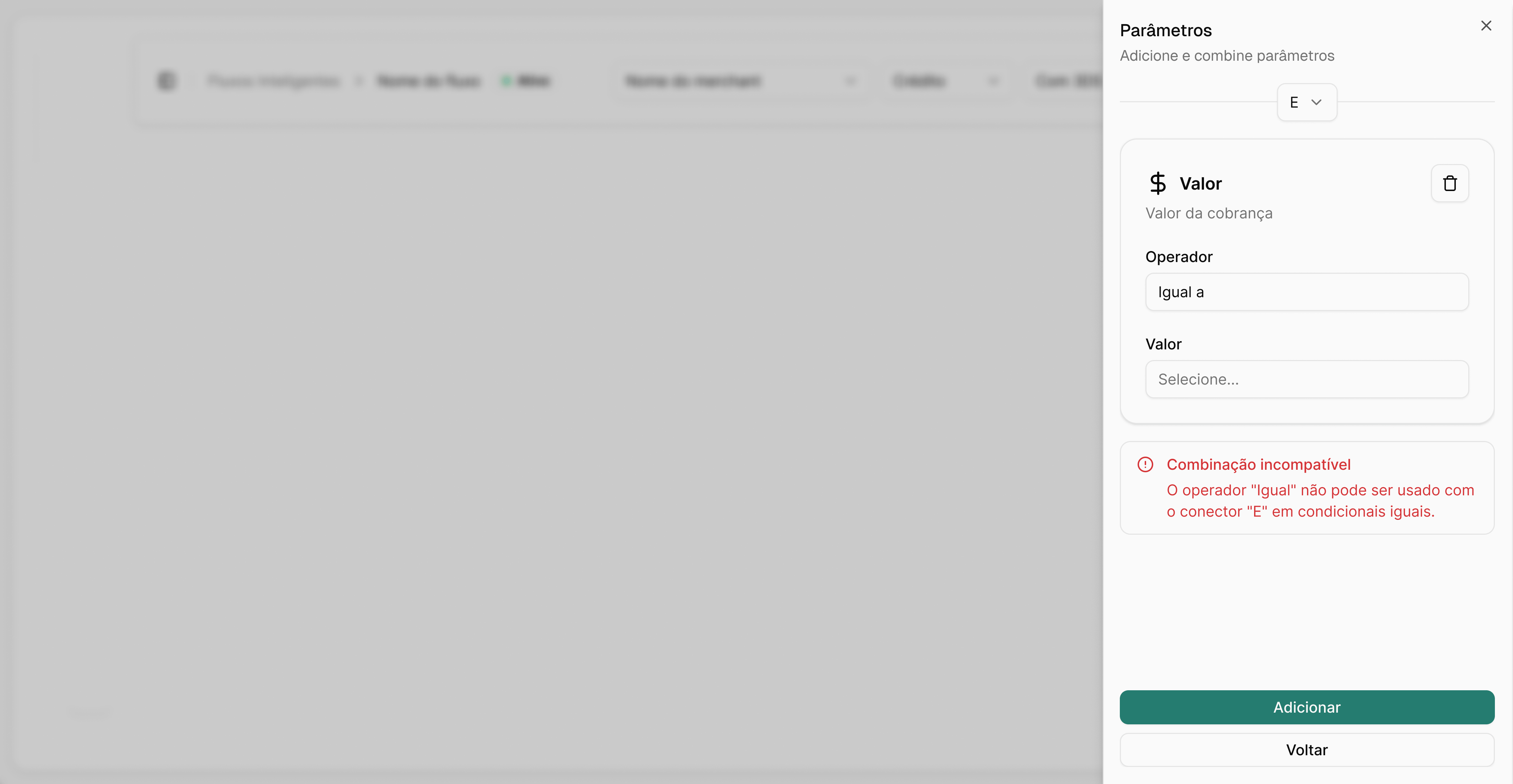 Feedback em caso de inserção inválida - Condicionais iguais