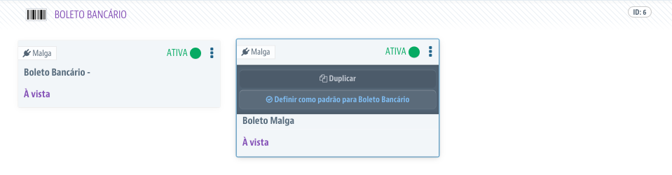 Condições de pagamento > Método Boleto Bancário > Padrão