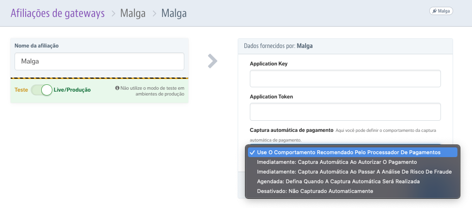 Captura automática de pagamentos