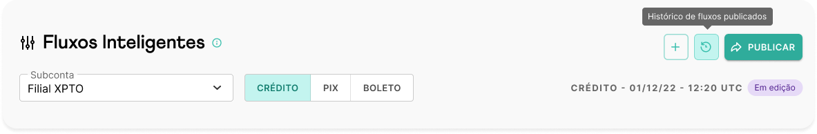 Botão para acessar o Histórico de Fluxos