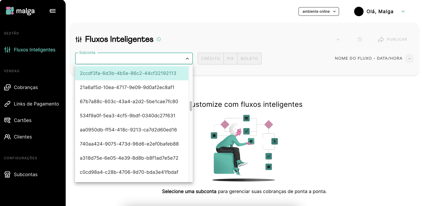 Fluxo inteligente no Dashboard