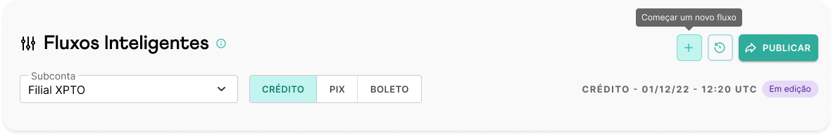 Botão de iniciar novo fluxo