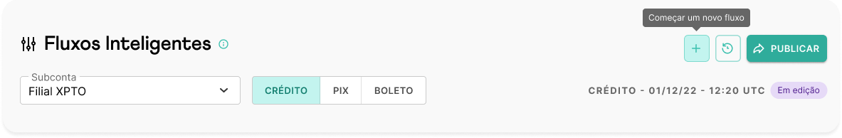 Botão de iniciar novo fluxo
