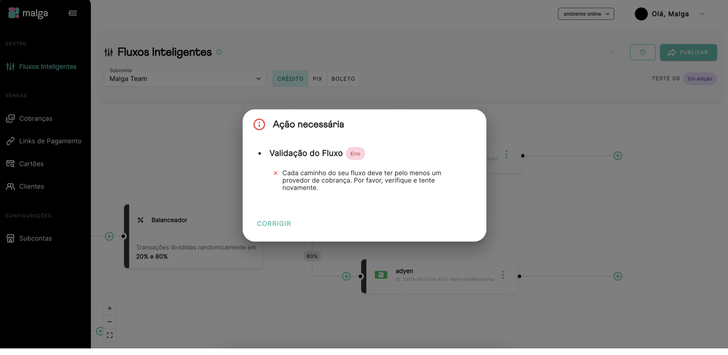 Feedback de erro na validação