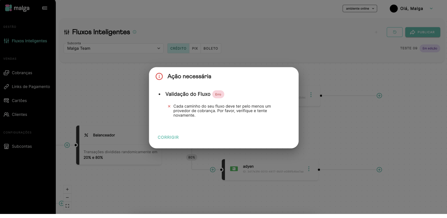 Feedback de erro na validação