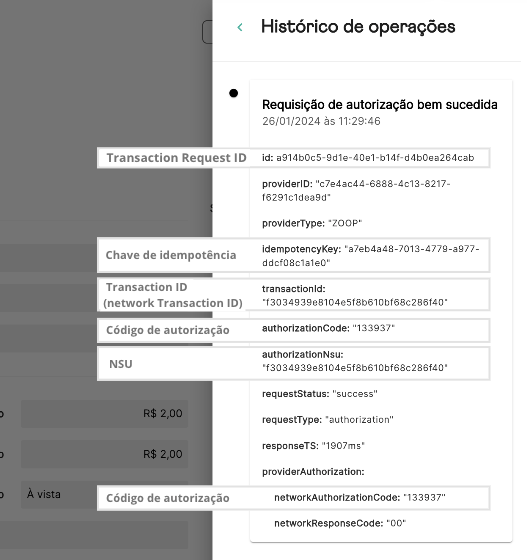 Identificadores no Histórico de Operações