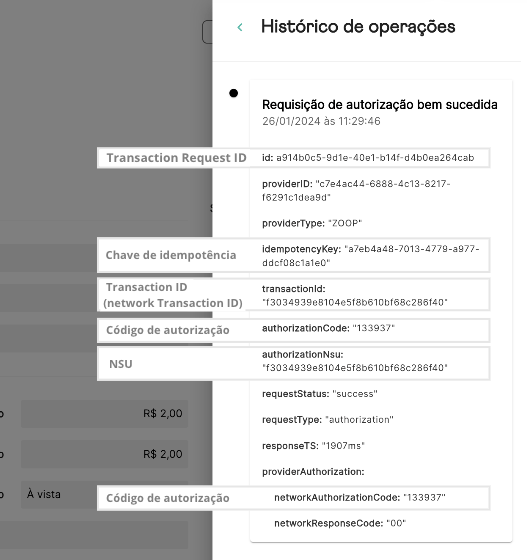 Identificadores no Histórico de Operações
