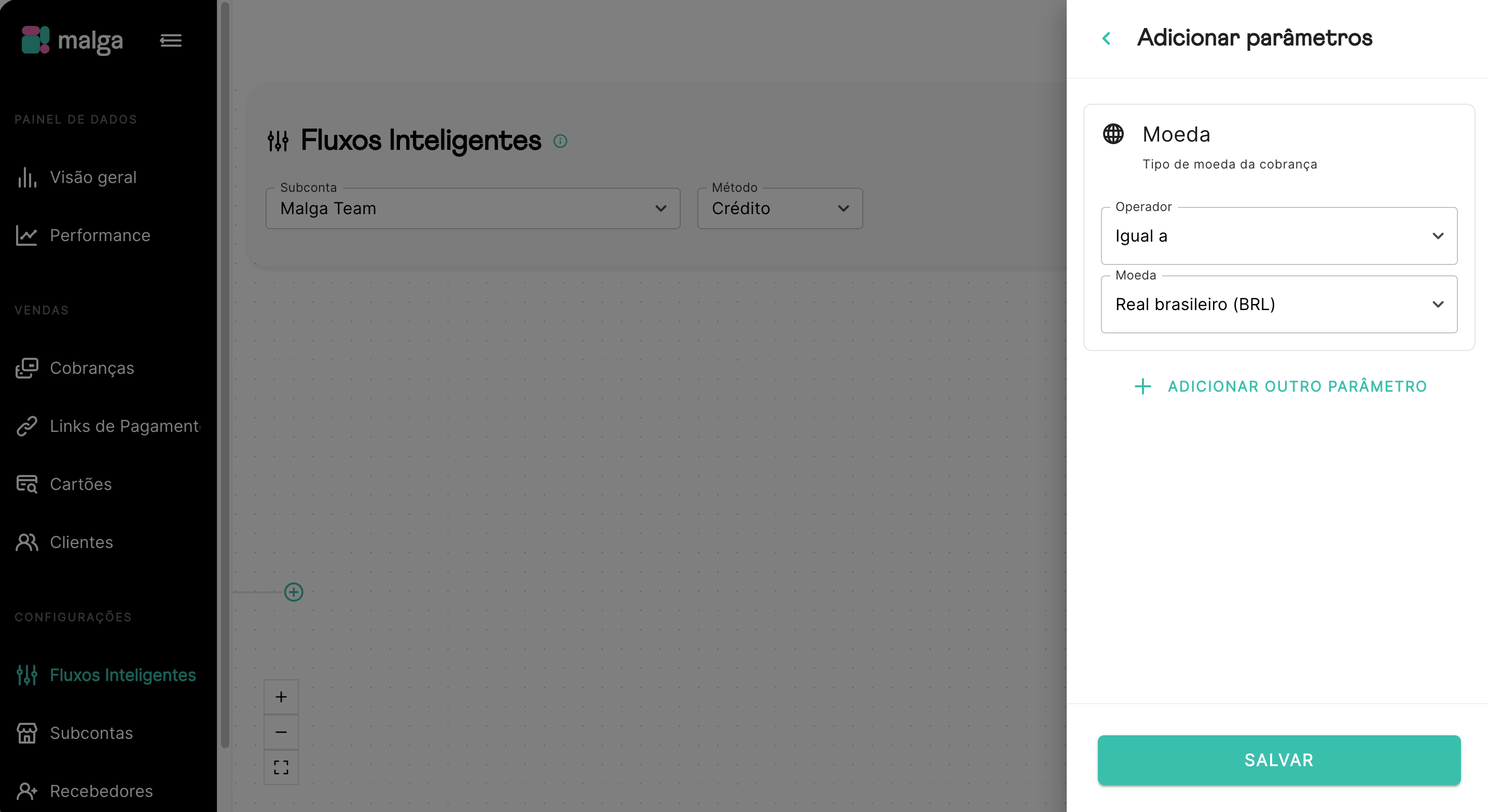 Configuração de condicional de Moeda