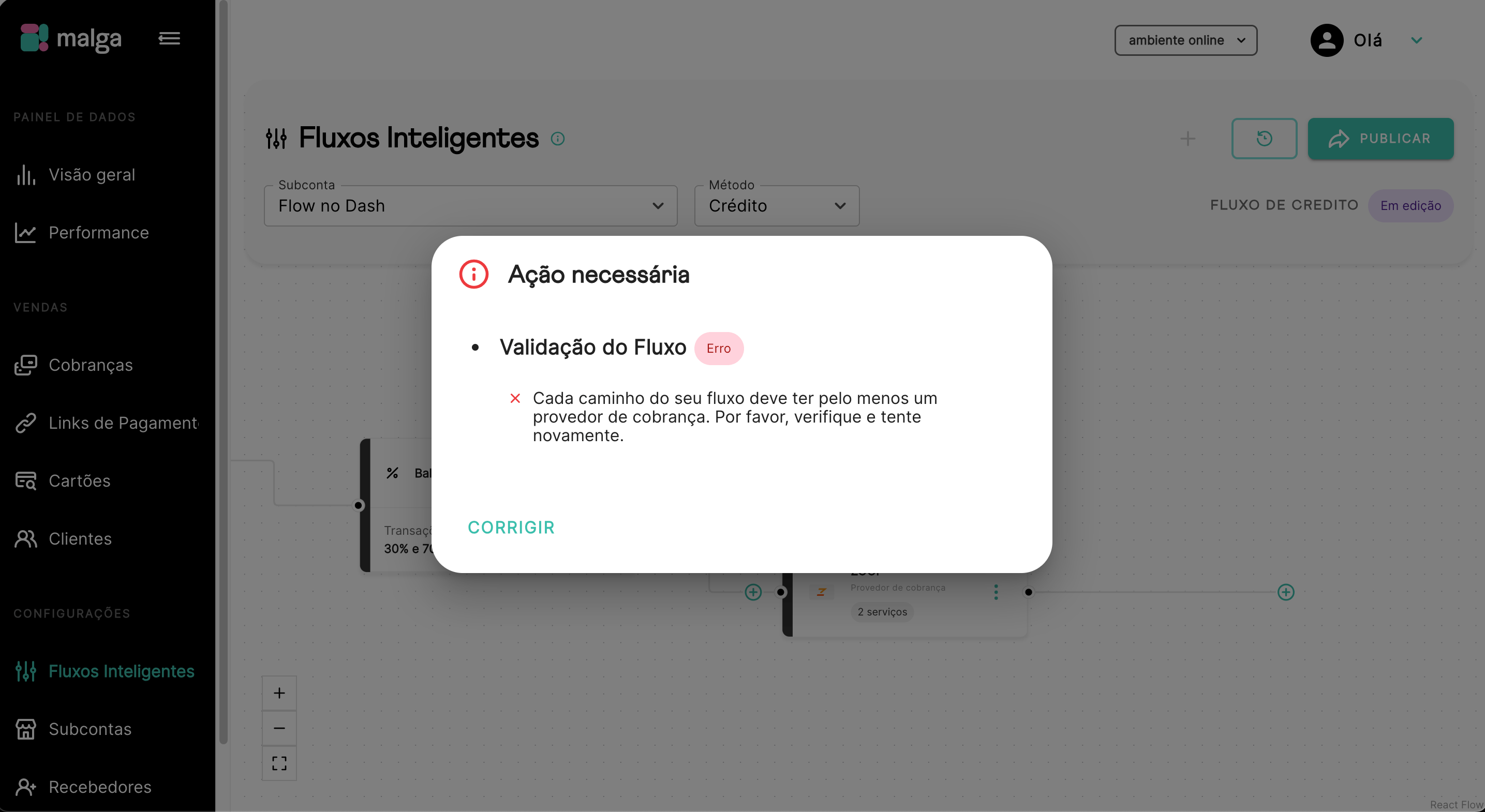Feedback de erro na validação