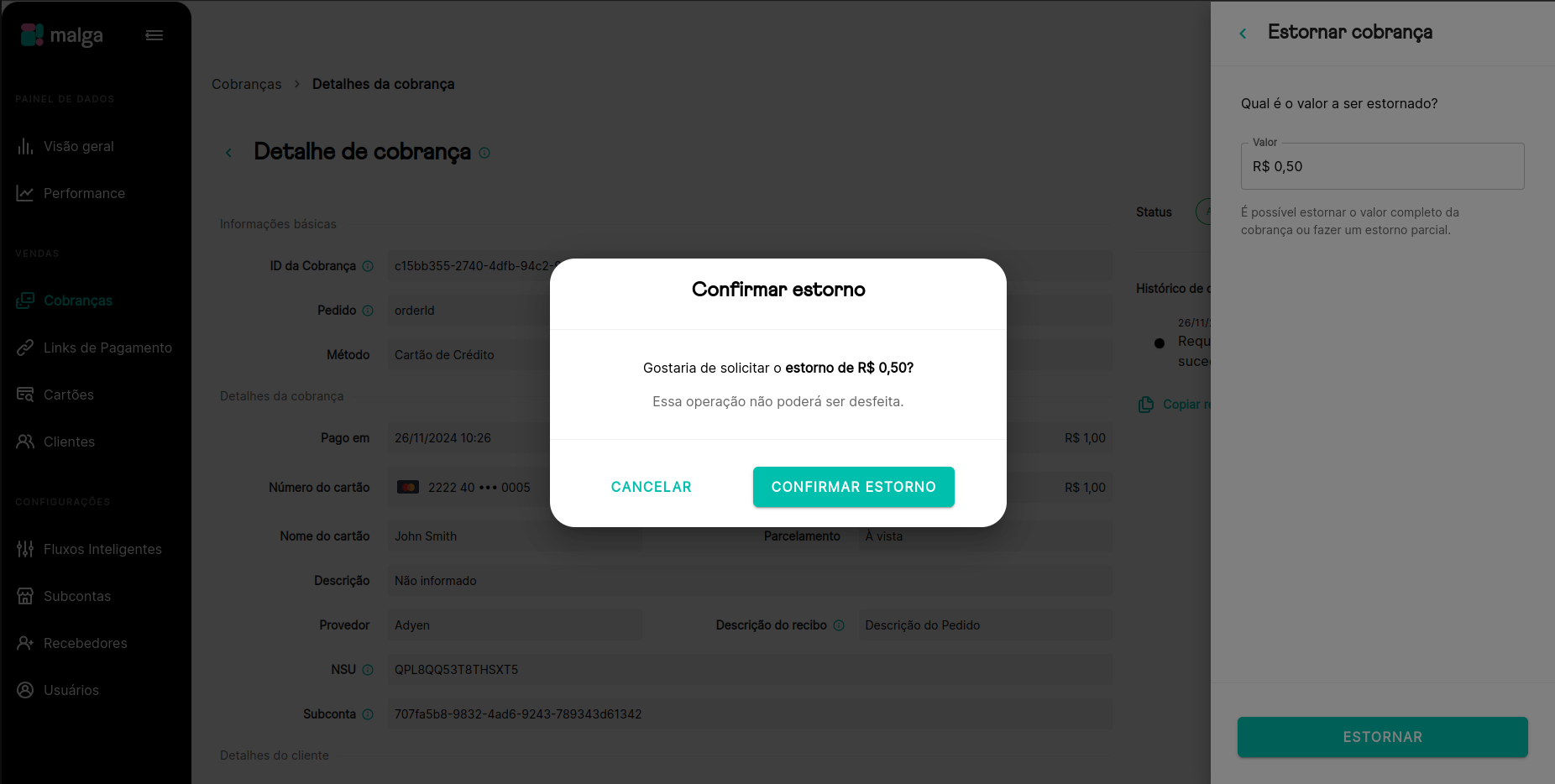 Confirmar Estorno