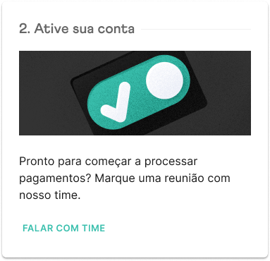Interface de ativação de conta na Dashboard