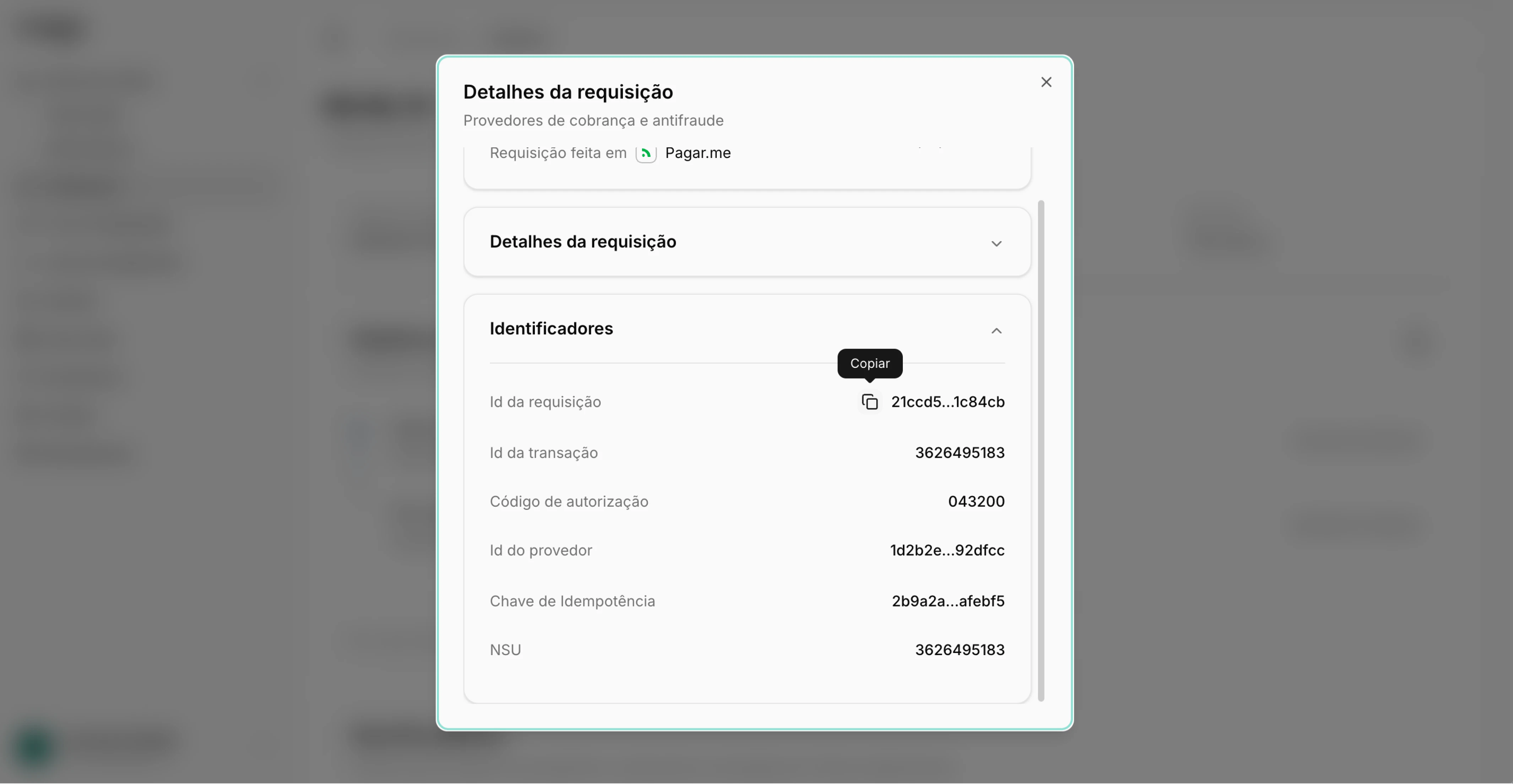 Identificadores no Histórico de Operações