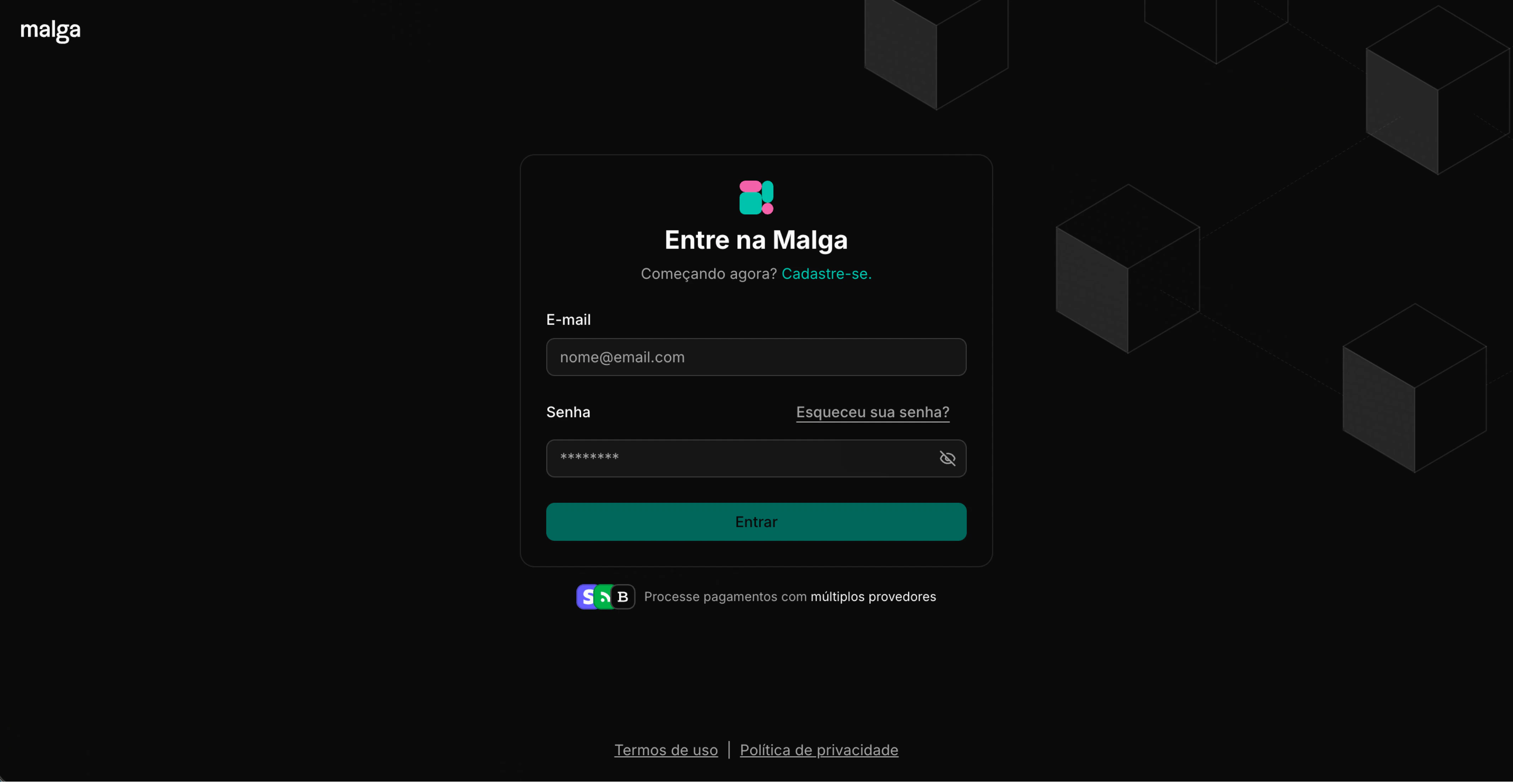 Tela de login da Dashboard