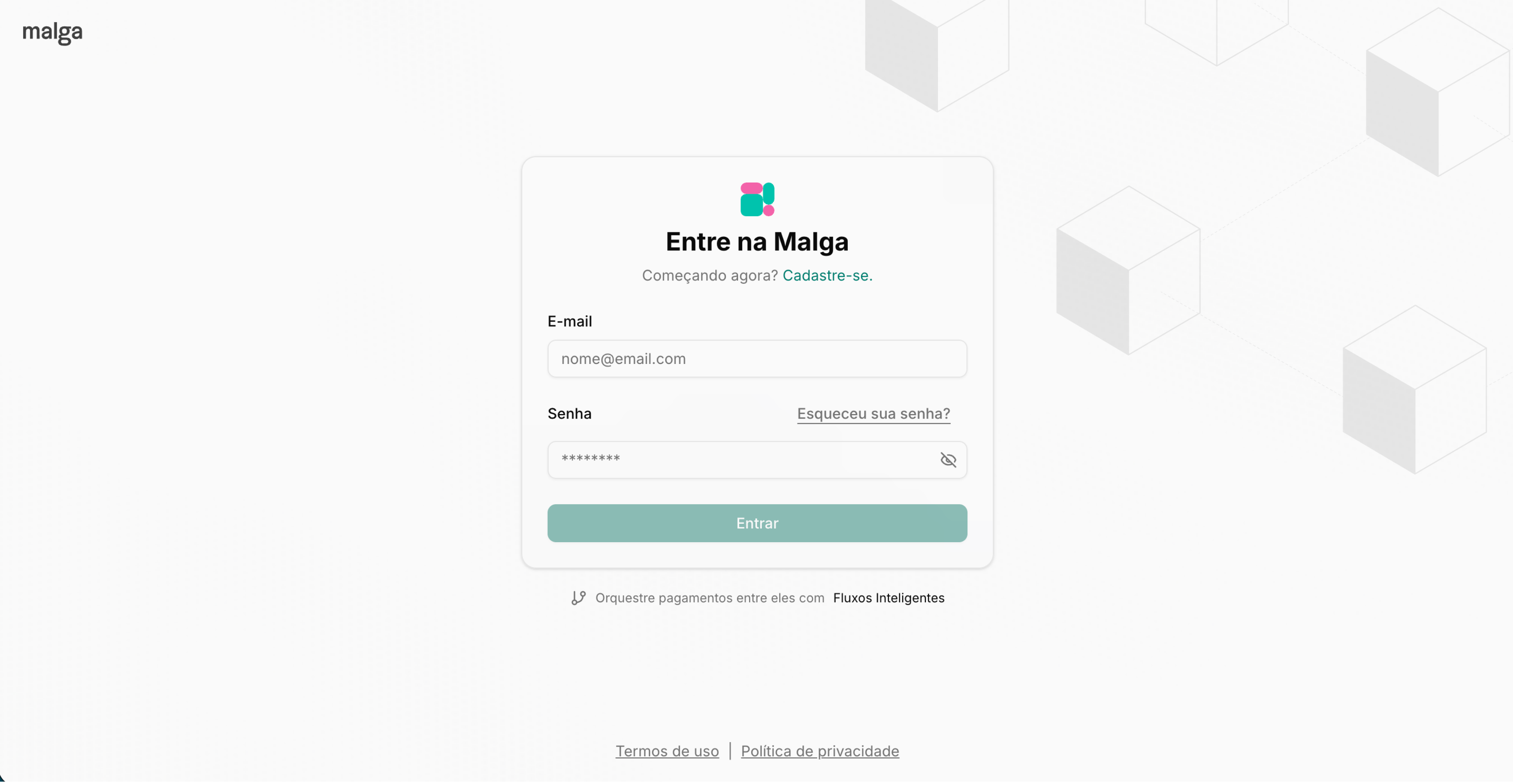 Tela de login da Dashboard