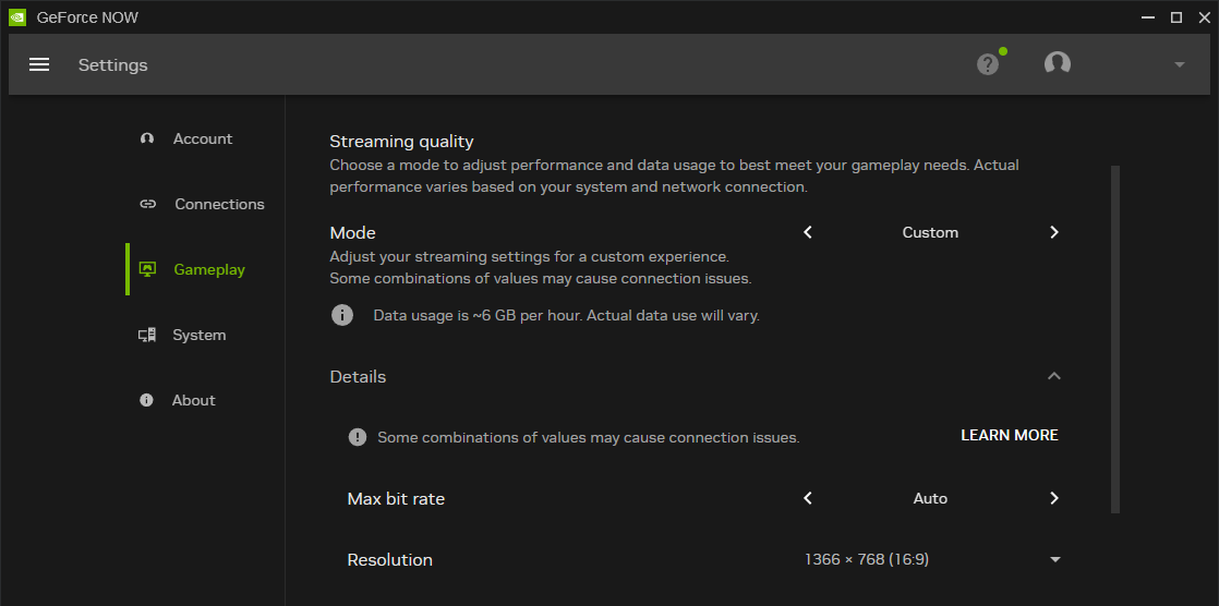 GeForce NOW resolution