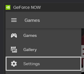 GeForce NOW settings