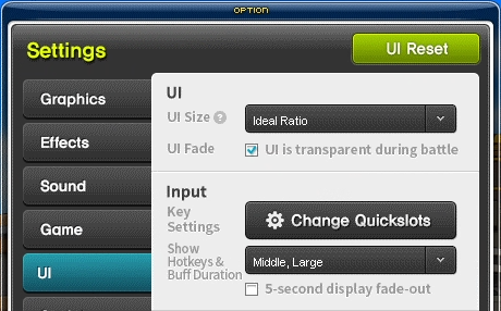 MapleStory UI settings