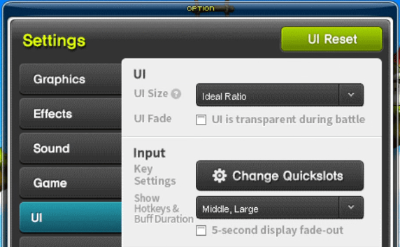 MapleStory UI settings