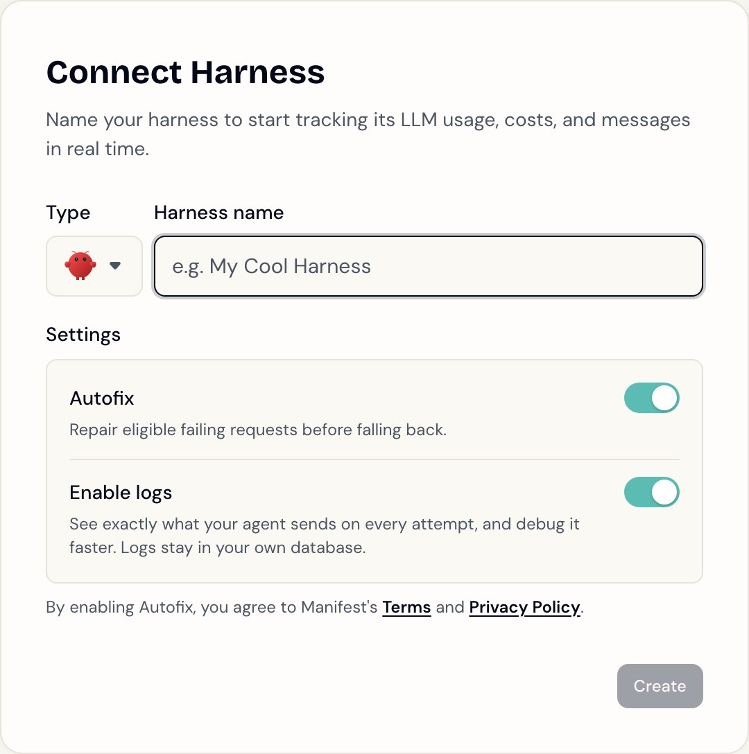 The Connect Harness modal with the Autofix toggle switched on under the name field
