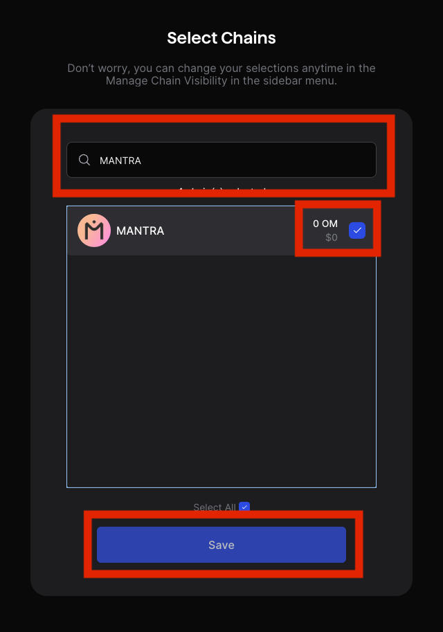 Keplr Add MANTRA Mainnet
