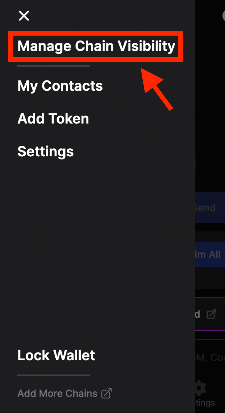 Keplr Manage Chain Visibility