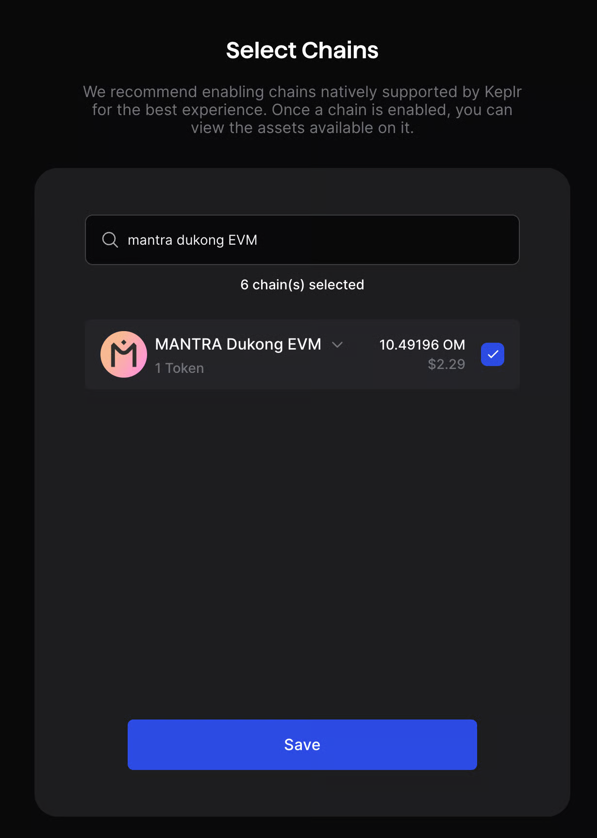 Keplr Add MANTRA Dukong Chain