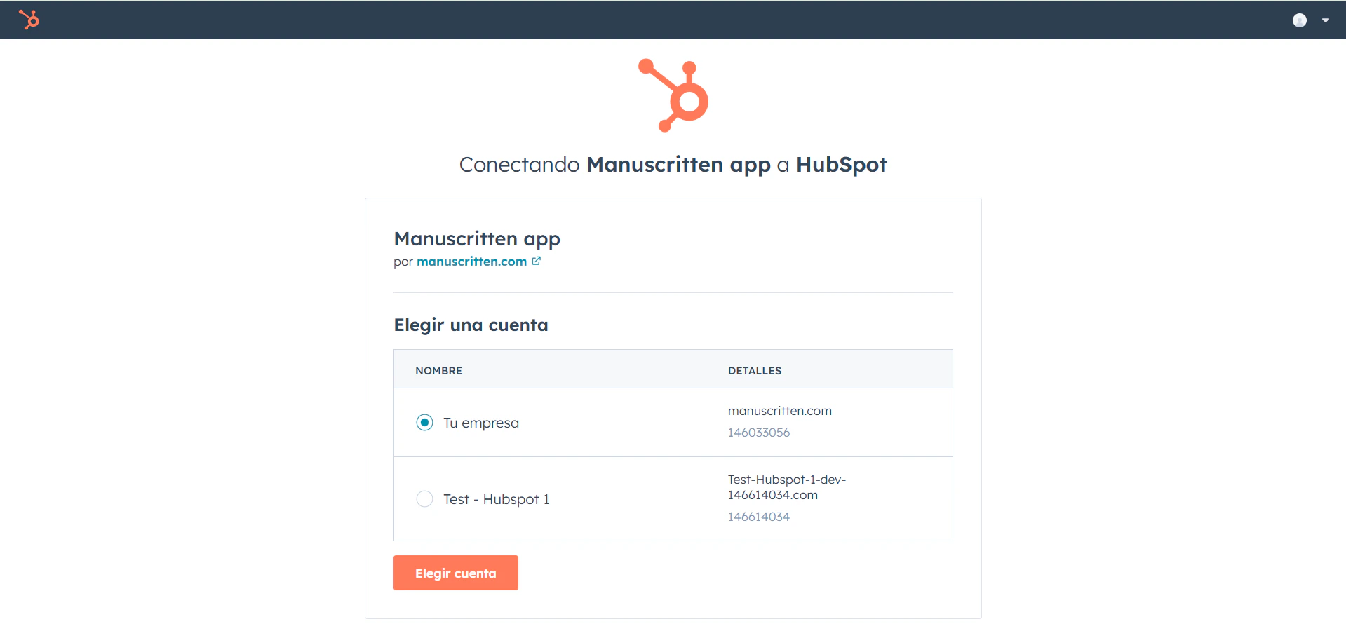 Hubspot Oauth Select Account Pn