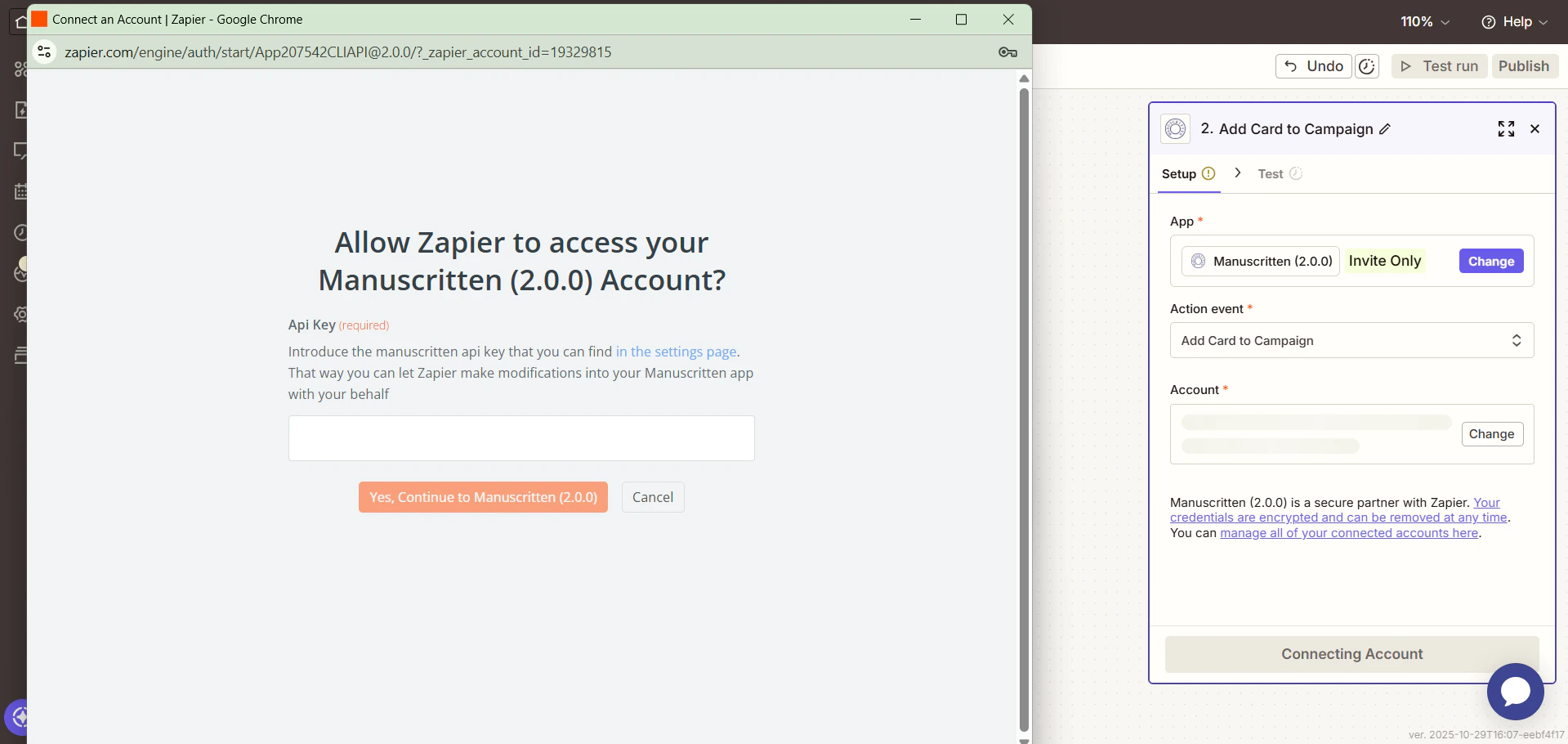 Zapier Input Api Key Pn