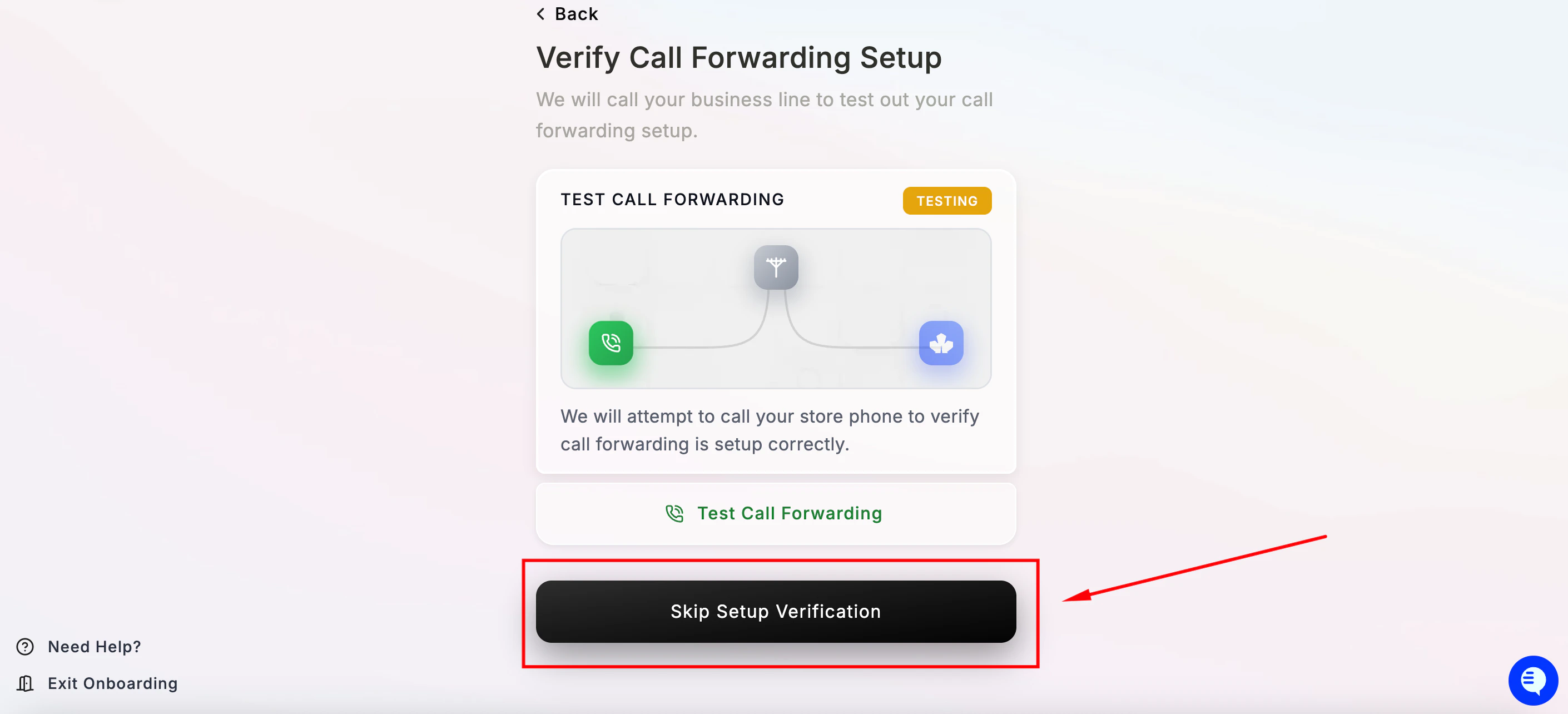 Skip Set Up Verification