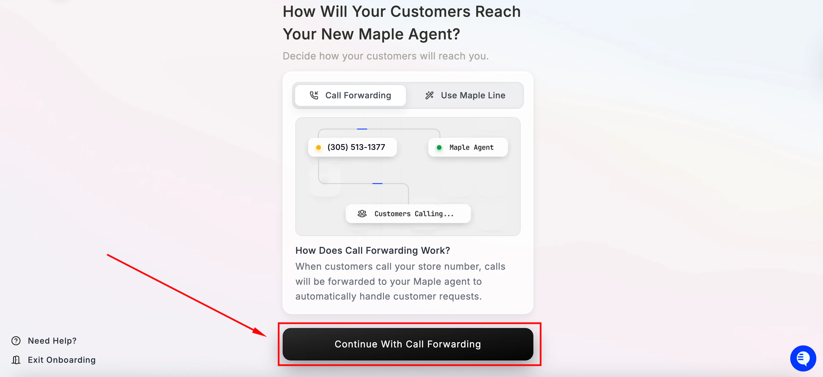 Continue With Call Forwarding
