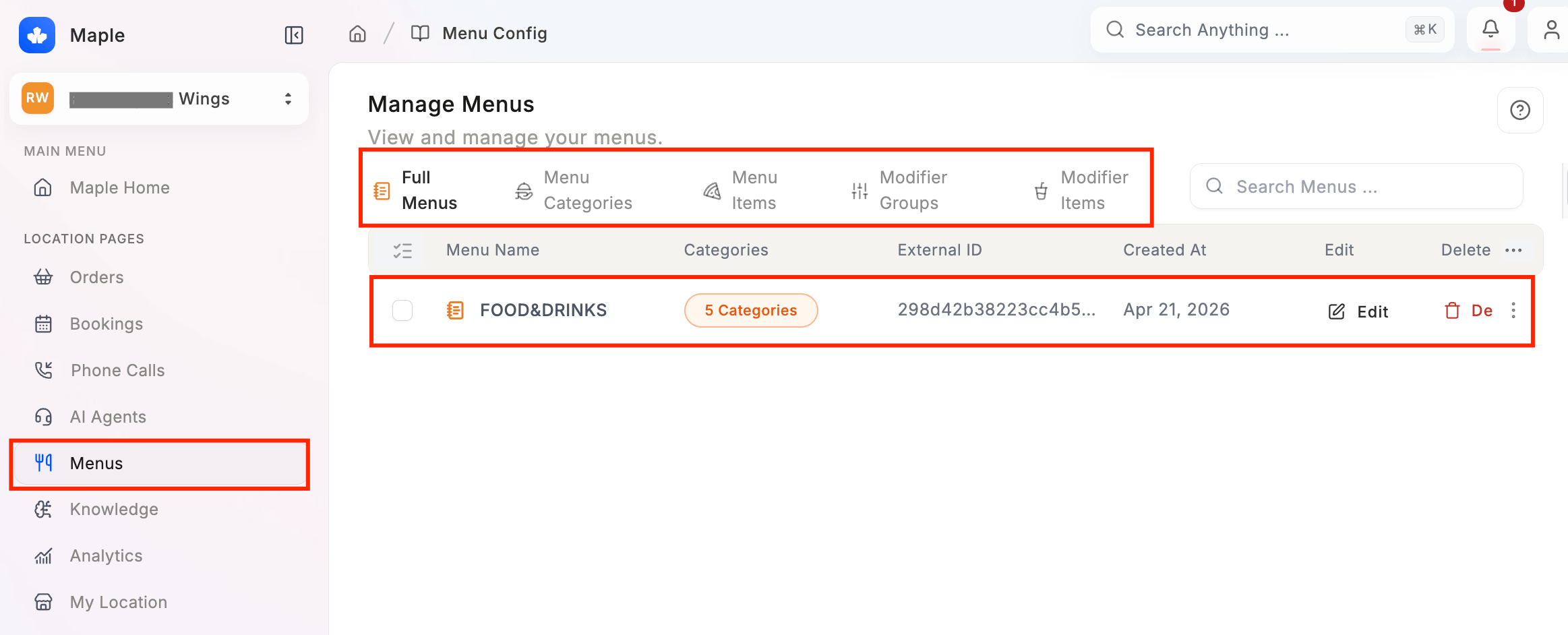 Menu