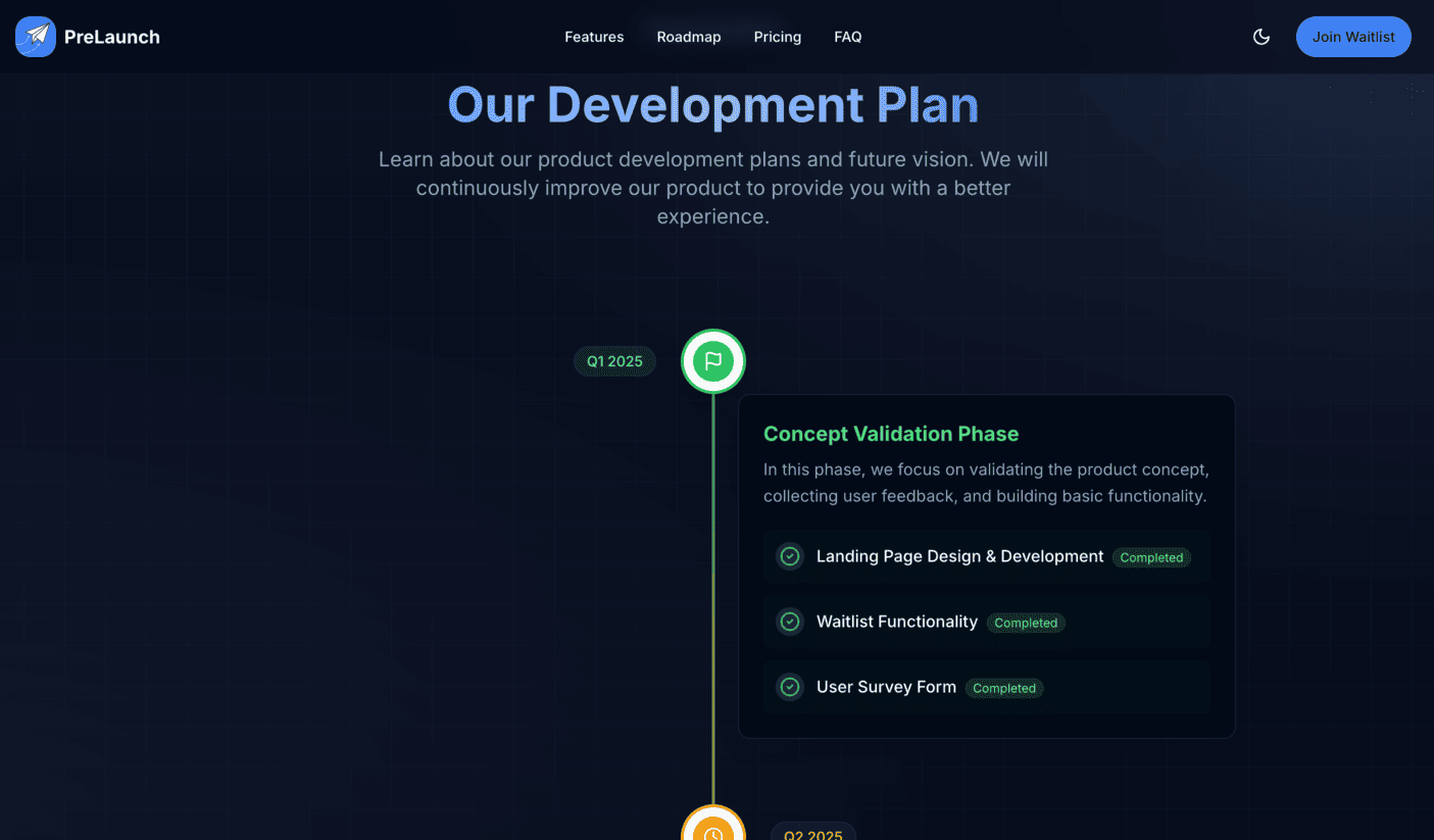 Roadmap Feature Example