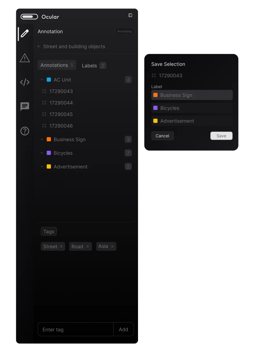 HiFi prototype for the new sidebar and label popup