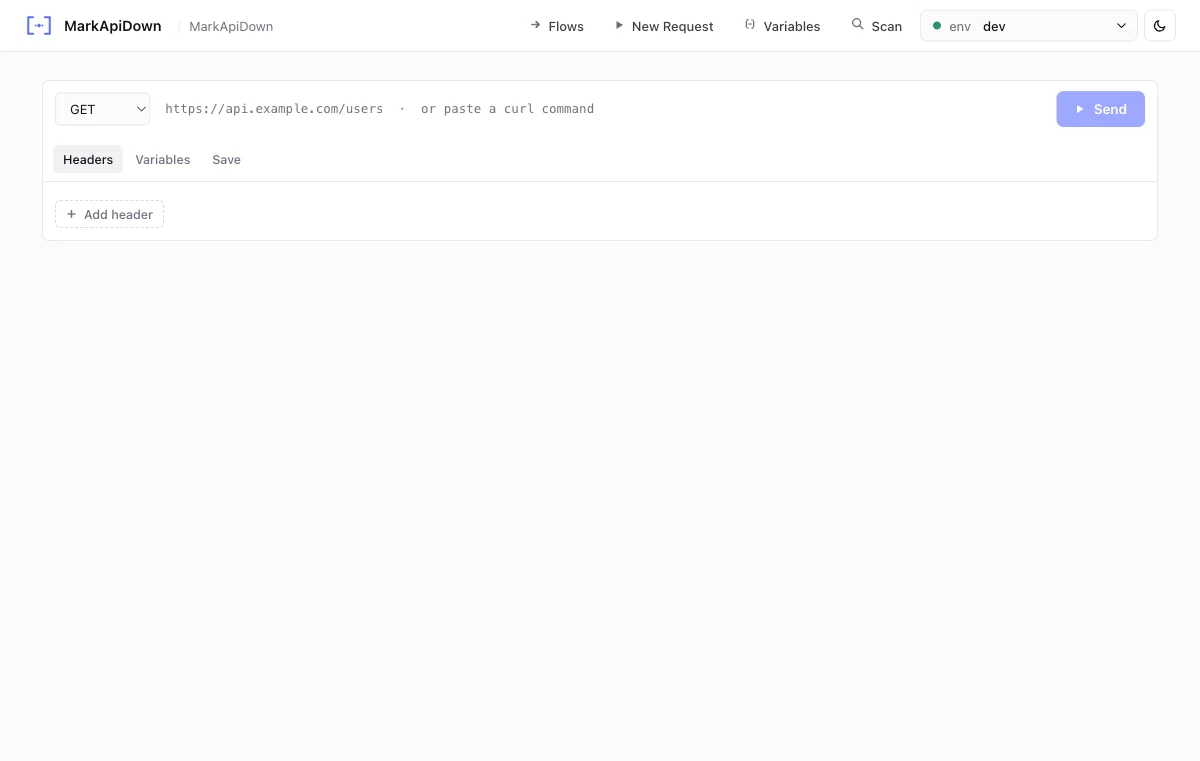 New Request panel