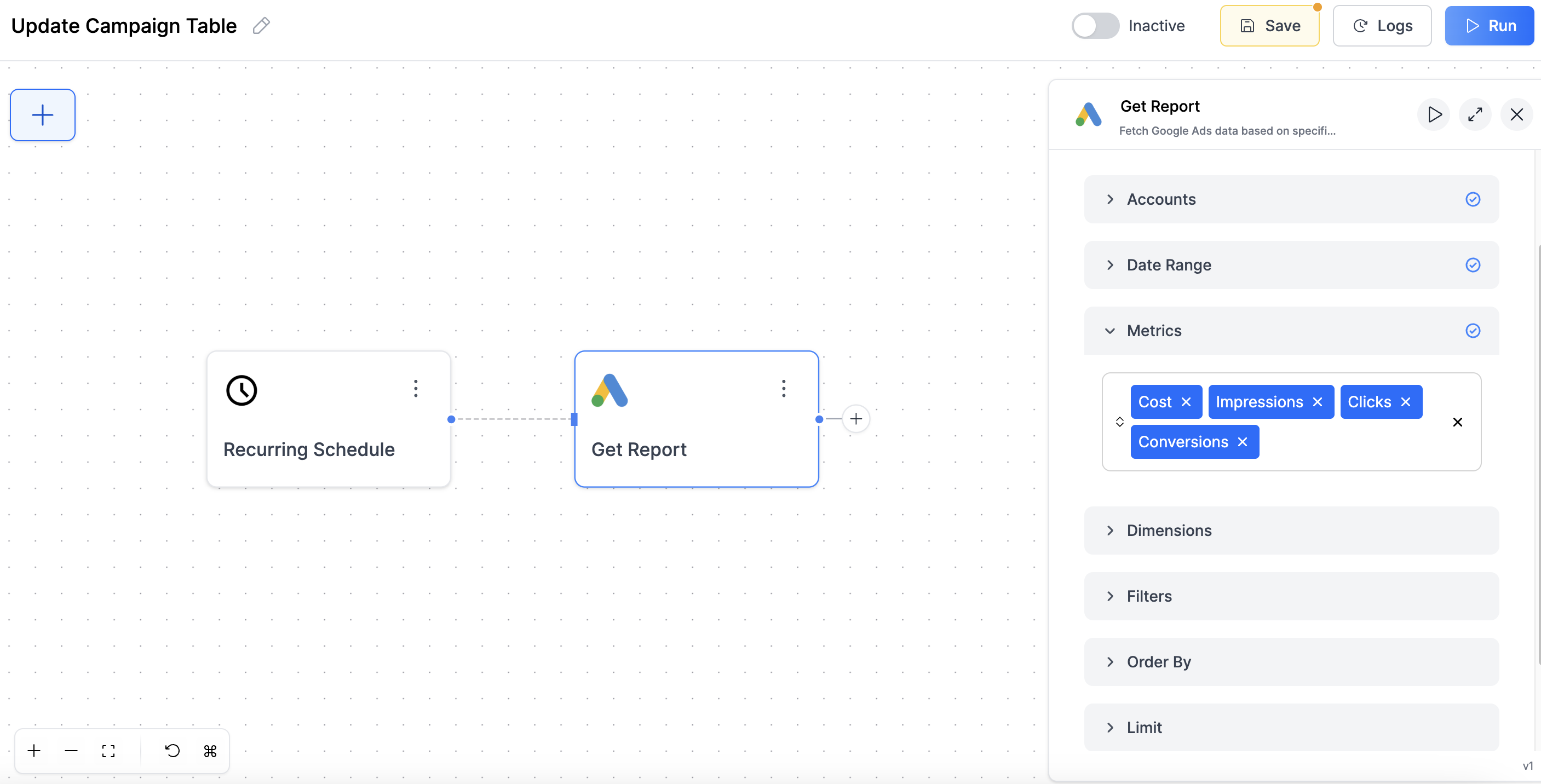 Google Ads node