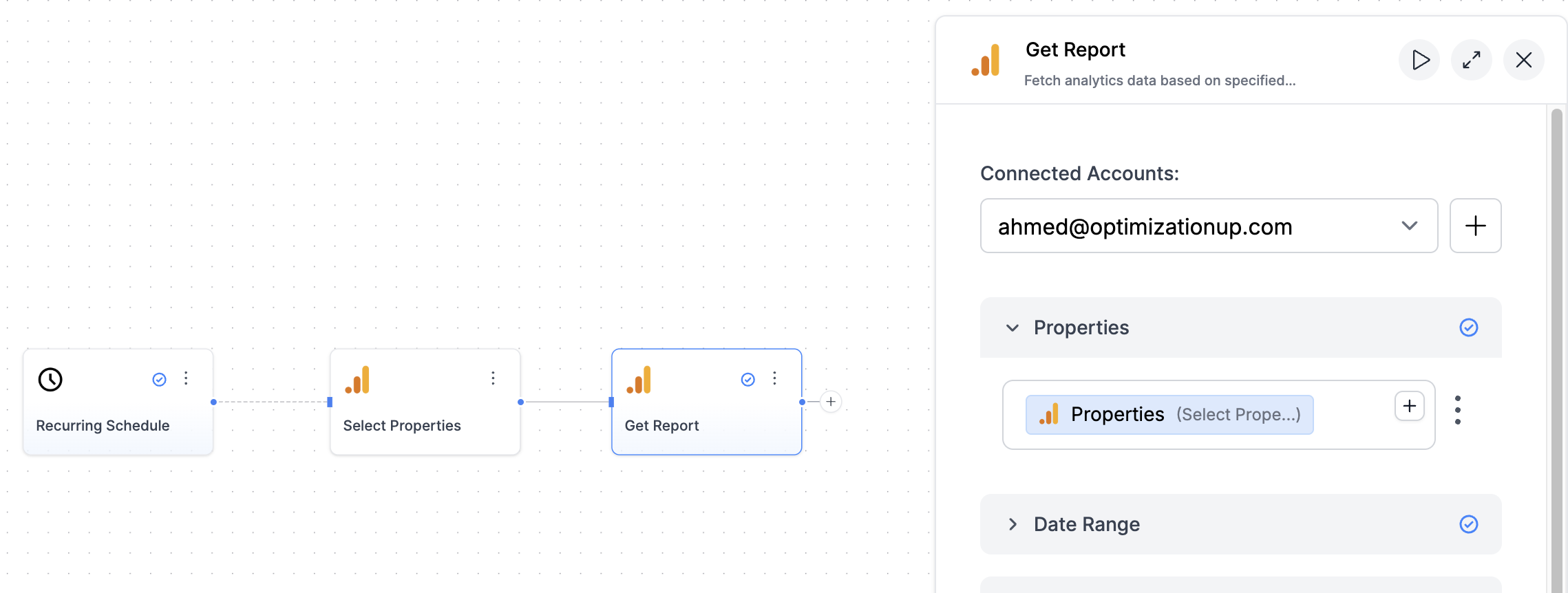 GA4 Select Properties Node