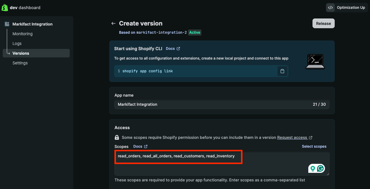 Configure Required Scopes