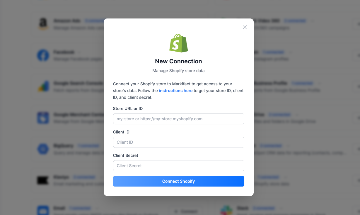 Connect to Markifact