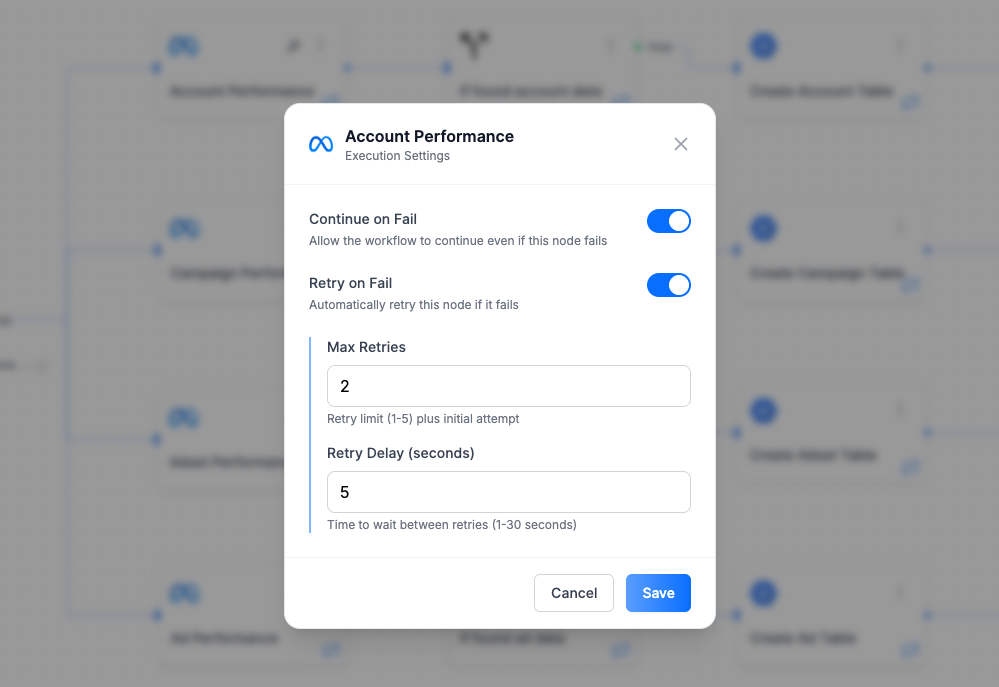 Execution Settings Dialog