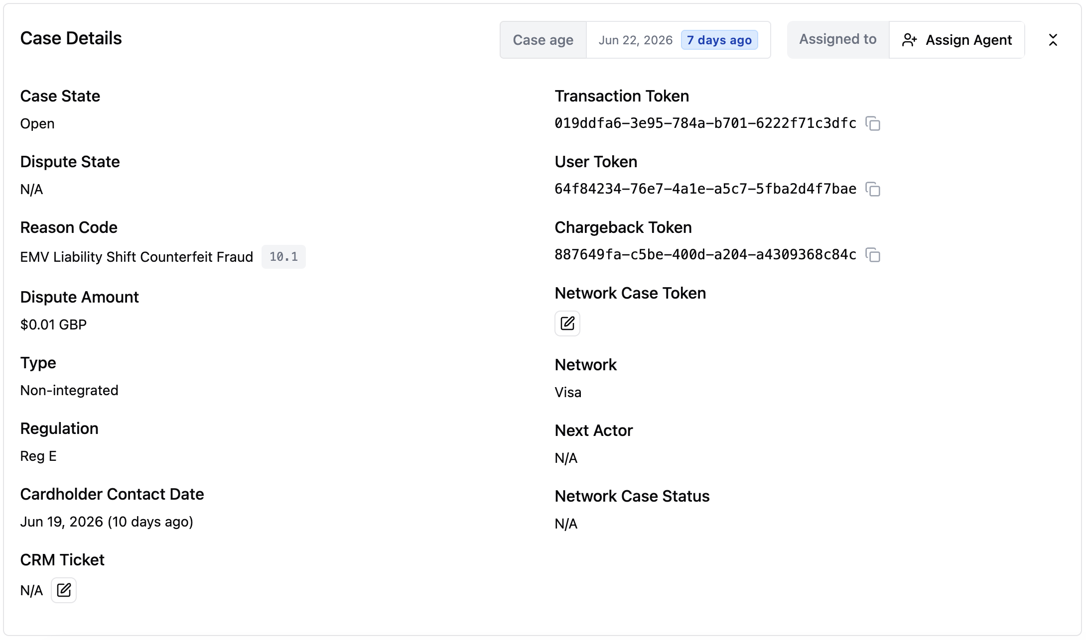 Cased details screen