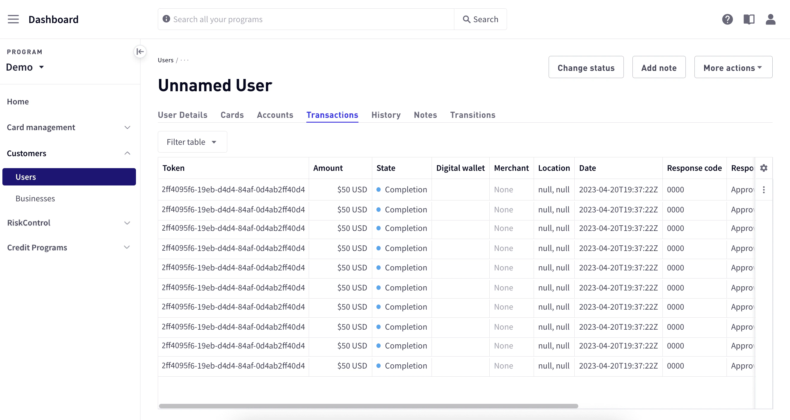 Business transactions