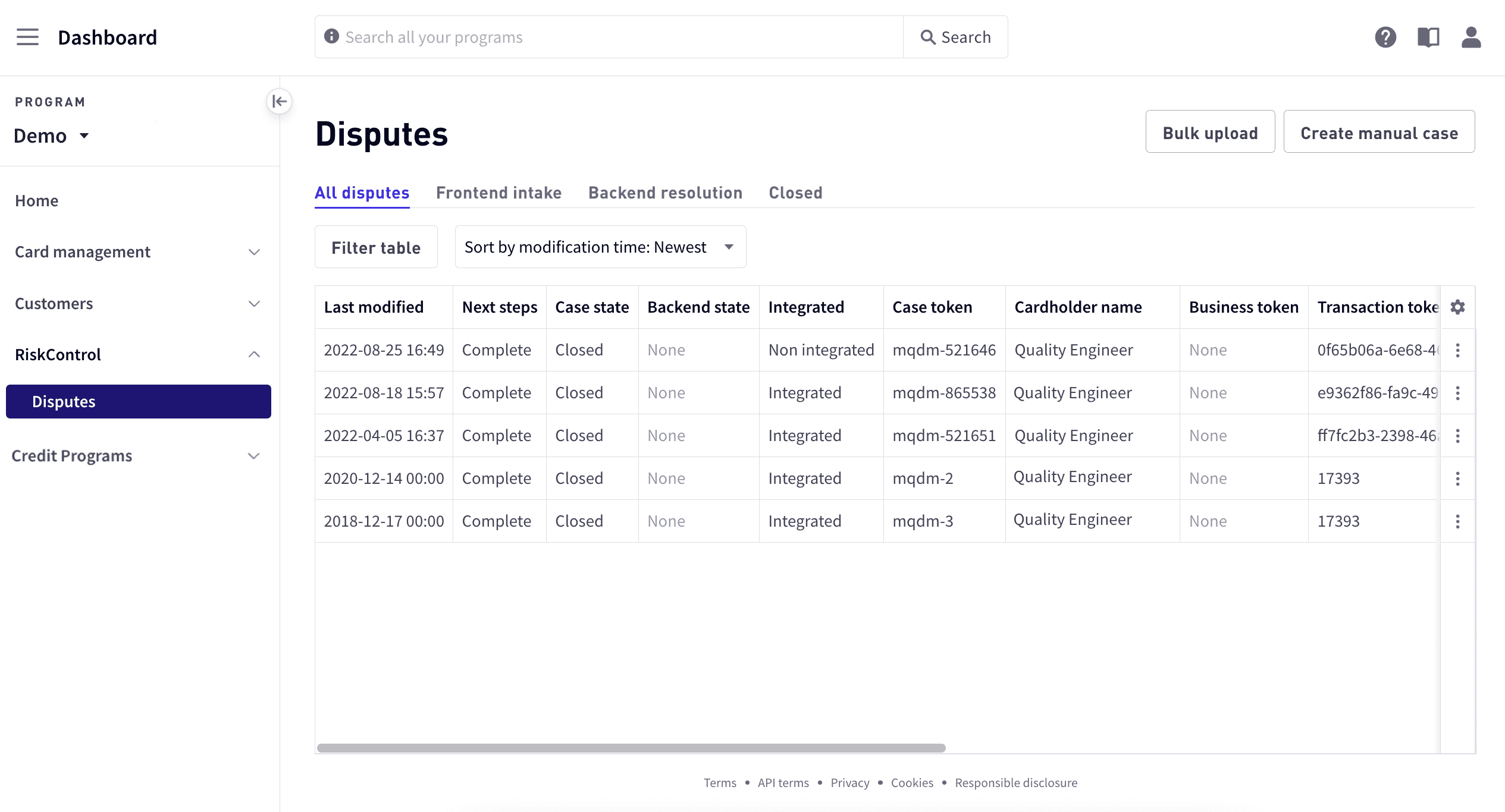 View current disputes