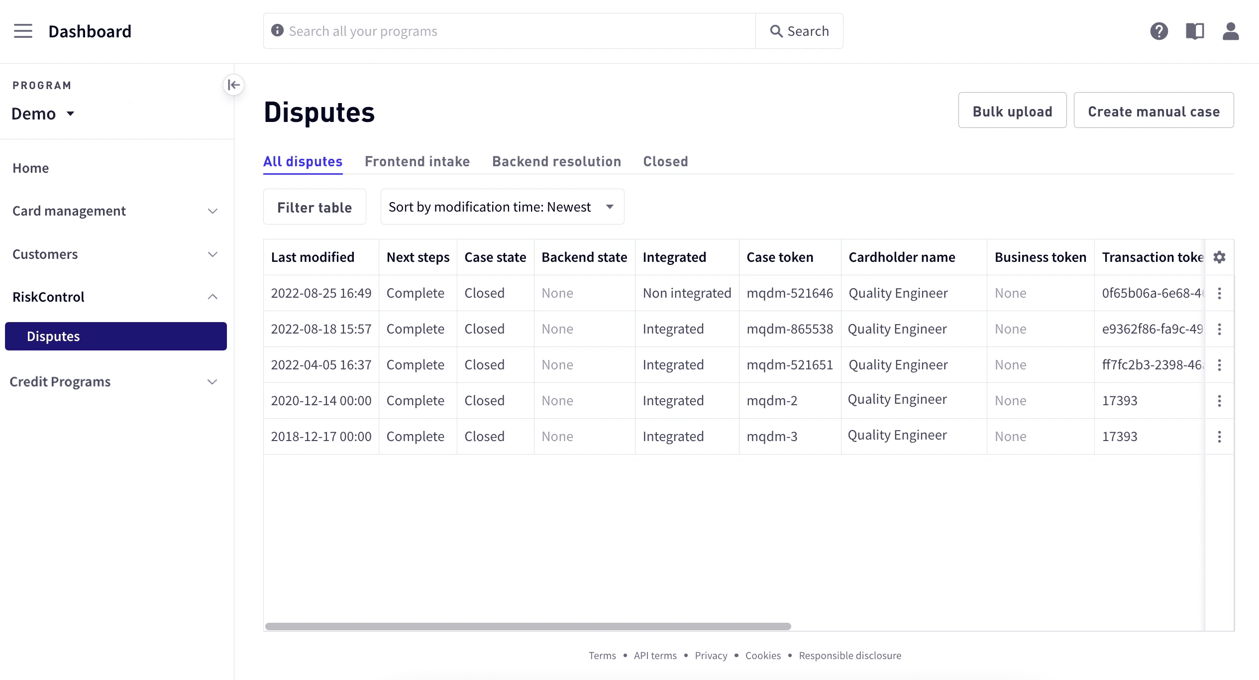 View current disputes