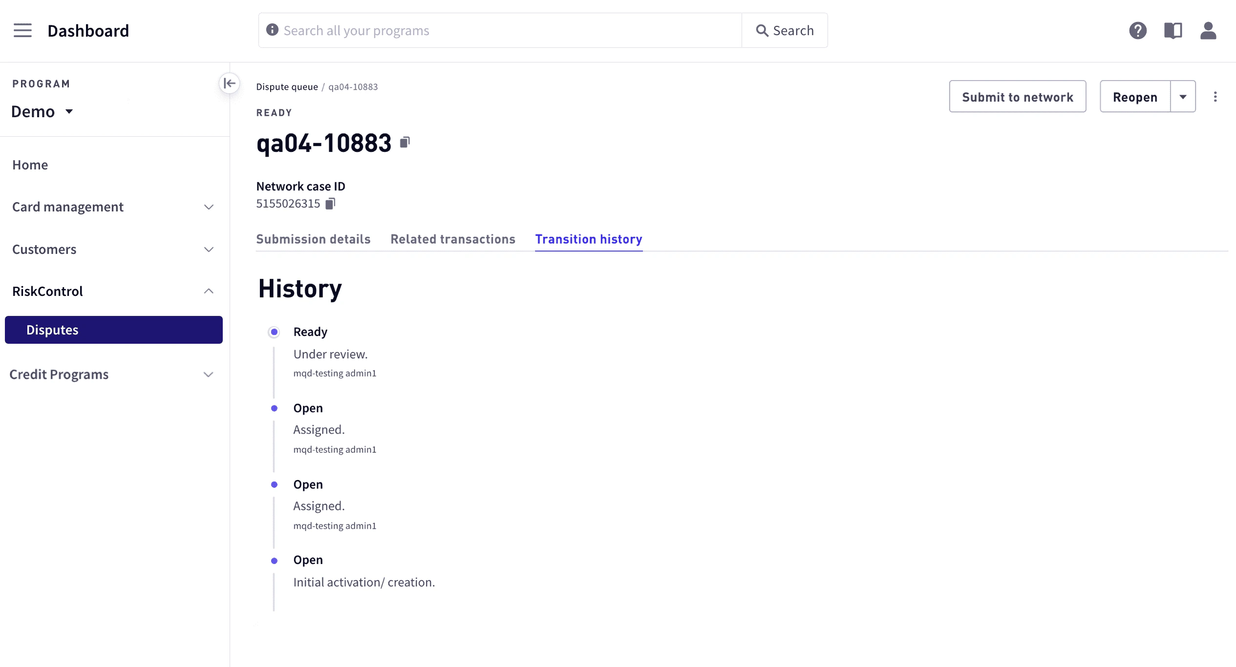 View transition history