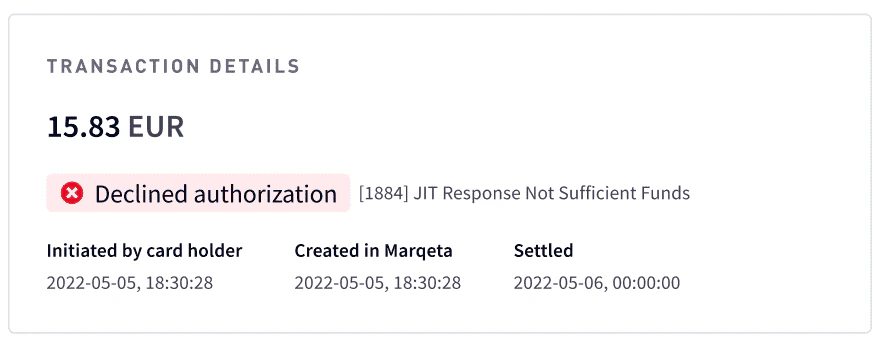 Declined transaction