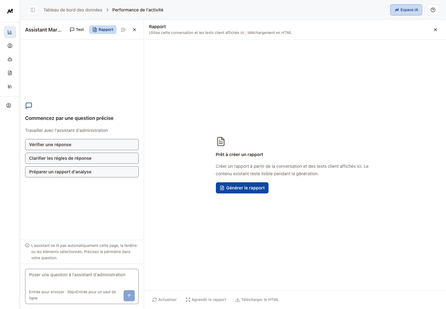 Rapport en français : contenu, lecture agrandie et téléchargement HTML