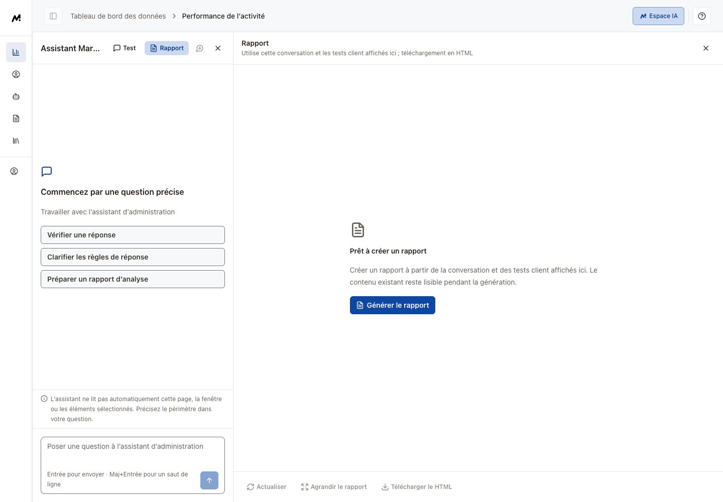 Rapport en français : contenu, lecture agrandie et téléchargement HTML