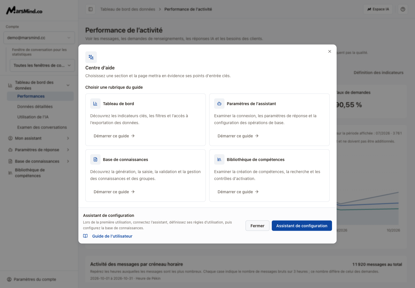 Aide en français : guides par rubrique, configuration et documentation