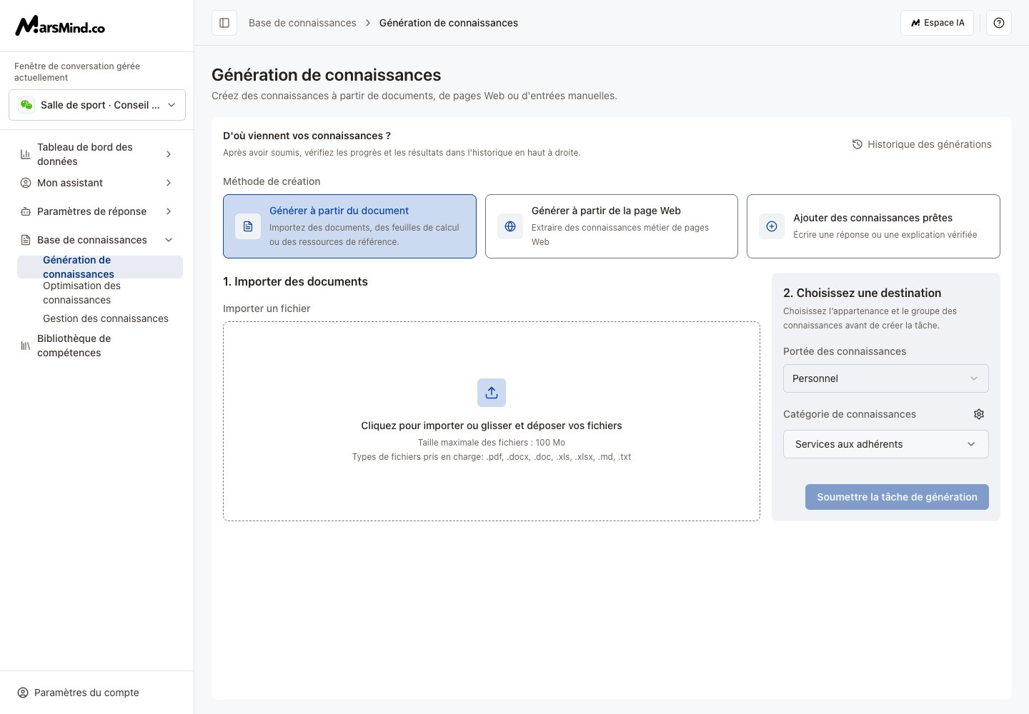 Génération à partir de documents avec dépôt de fichiers et destination