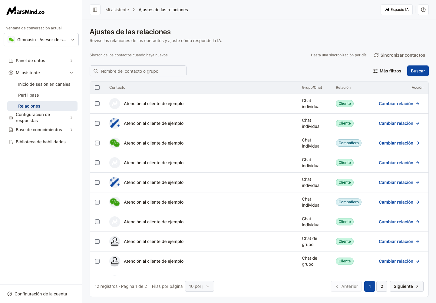 Relaciones en español: contactos, roles y acción de cambio